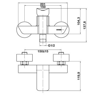 Смеситель для душа Swedbe Iris 2220 хром